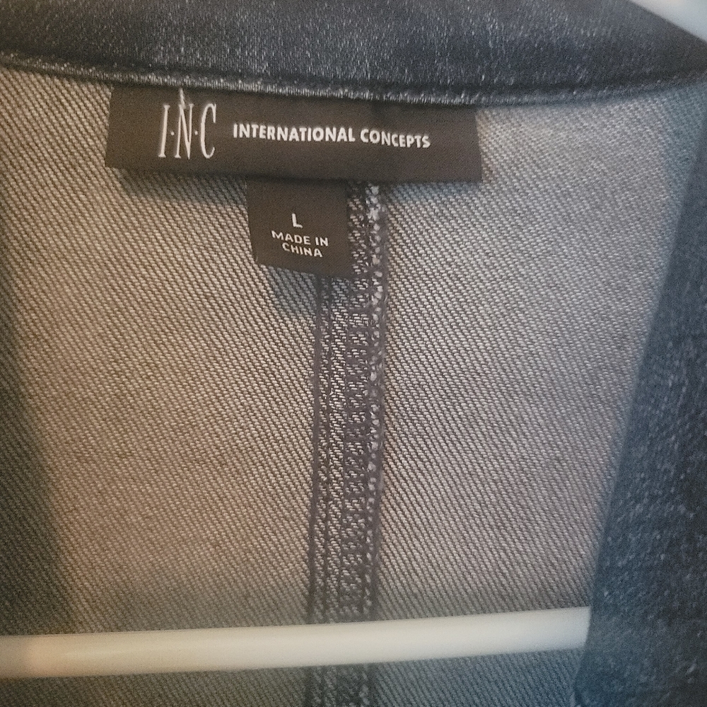 NWT INC Dark Denim Puffy Sleeve Jacket Coat Blazer - Picture 7 of 11